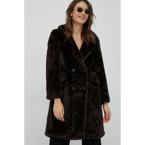 Kabát Vero Moda dámský, hnědá barva, přechodný, dvouřadový