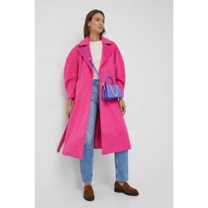Kabát Y.A.S dámský, růžová barva, přechodný, dvouřadový