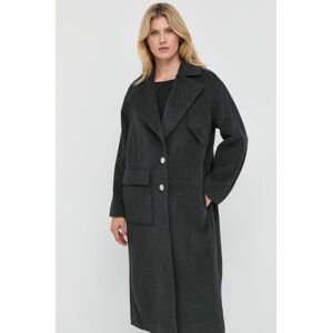 Vlněný kabát Armani Exchange šedá barva, přechodný, oversize