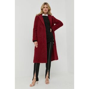 Vlněný kabát Red Valentino červená barva, přechodný, dvouřadový