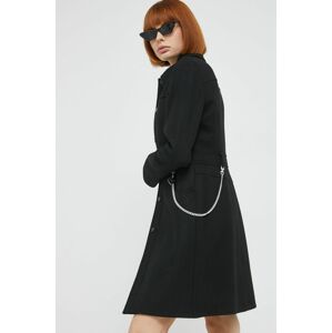 Vlněný kabát Love Moschino černá barva, přechodný