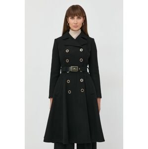 Vlněný kabát Elisabetta Franchi černá barva, přechodný