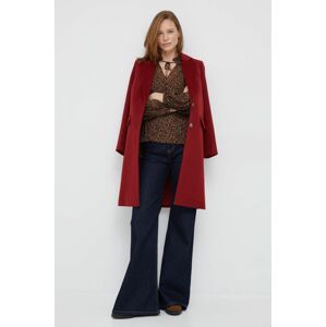 Vlněný kabát Pepe Jeans červená barva, přechodný
