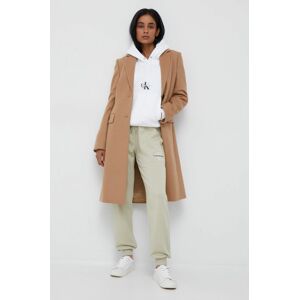 Vlněný kabát Calvin Klein béžová barva, přechodný