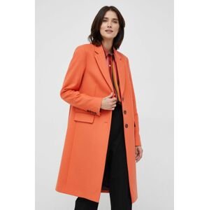 Vlněný kabát PS Paul Smith oranžová barva, přechodný