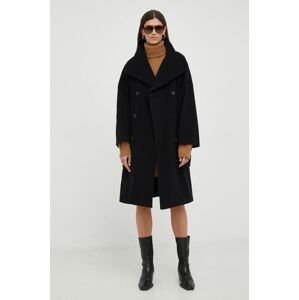 Vlněný kabát Drykorn černá barva, přechodný, dvouřadový