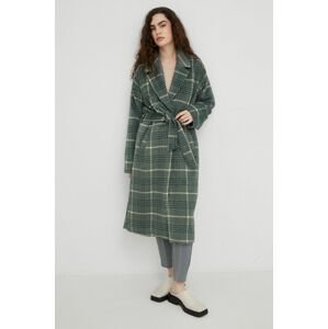 Kabát Bruuns Bazaar dámský, zelená barva, přechodný, oversize