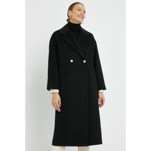 Vlněný kabát Pennyblack černá barva, přechodný, dvouřadový
