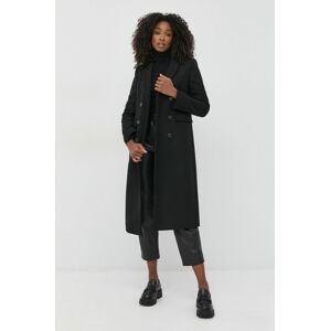 Vlněný kabát Ivy Oak černá barva, přechodný, dvouřadový