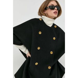 Vlněný kabát Luisa Spagnoli Segugio černá barva, přechodný, oversize