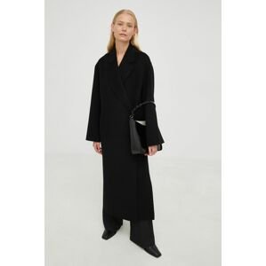 Vlněný kabát By Malene Birger černá barva, přechodný, dvouřadový