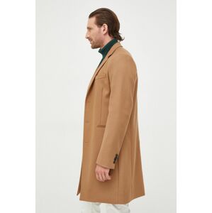 Vlněný kabát PS Paul Smith hnědá barva, přechodný