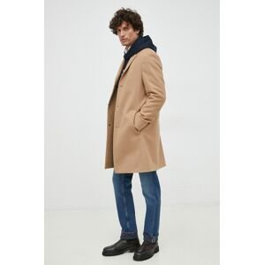 Vlněný kabát Calvin Klein hnědá barva, přechodný