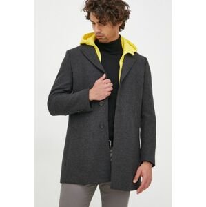 Vlněný kabát Manuel Ritz šedá barva, přechodný
