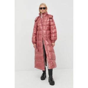 Péřová bunda Twinset dámská, růžová barva, zimní