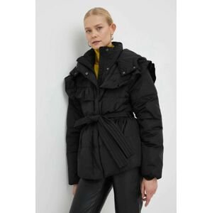 Péřová bunda Bruuns Bazaar dámská, černá barva, zimní