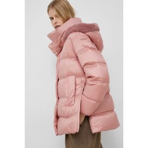 Péřová bunda Geox dámská, růžová barva, zimní