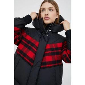 Péřová bunda Woolrich dámská, černá barva, zimní, oversize