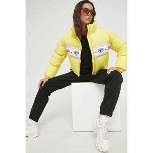 Péřová bunda Chiara Ferragni dámská, žlutá barva, zimní