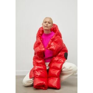 Péřová bunda MMC STUDIO Maffo Gloss dámská, červená barva, zimní, oversize