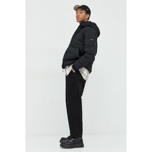 Péřová bunda Abercrombie & Fitch pánská, černá barva, zimní