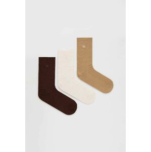 Ponožky ze směsi vlny Lauren Ralph Lauren 3-pack hnědá barva