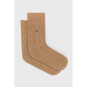 Vlněné ponožky Tommy Hilfiger béžová barva