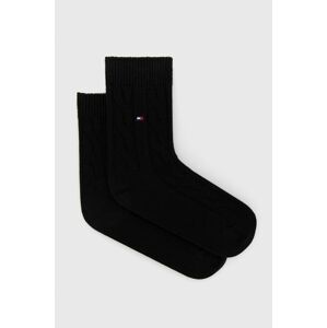 Vlněné ponožky Tommy Hilfiger černá barva