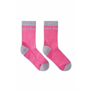 Dětské vlněné ponožky Reima růžová barva