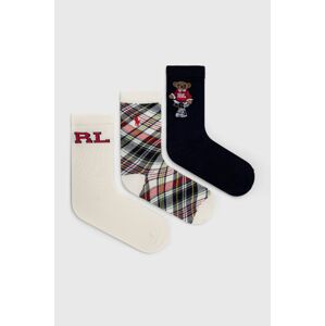 Dětské ponožky Polo Ralph Lauren (3-pak) tmavomodrá barva