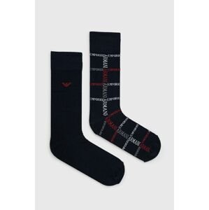 Ponožky Emporio Armani Underwear 2-pack pánské, tmavomodrá barva