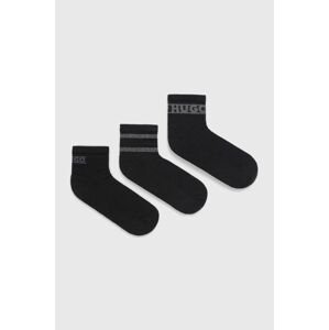 Ponožky HUGO (3-pak) pánské, černá barva