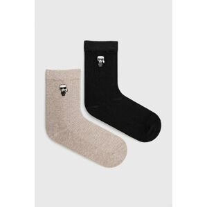 Ponožky Karl Lagerfeld 2-pack pánské, béžová barva