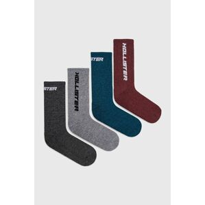 Ponožky Hollister Co. (4-pak) pánské, šedá barva