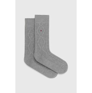 Ponožky ze směsi vlny Tommy Hilfiger šedá barva