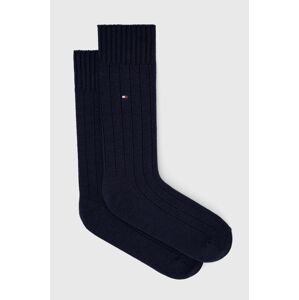 Vlněné ponožky Tommy Hilfiger tmavomodrá barva
