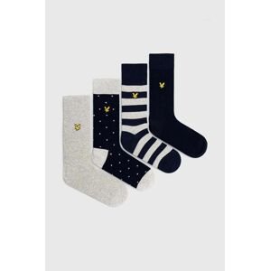 Ponožky Lyle & Scott 4-pack pánské, šedá barva