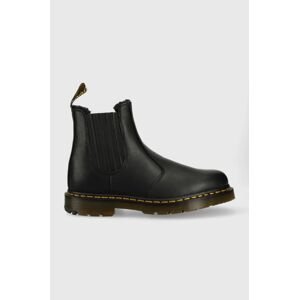 Kožené kotníkové boty Dr. Martens 2976 dámské, černá barva, na plochém podpatku, zateplené, DM27829001-Black