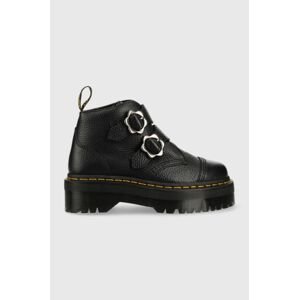 Kožené kotníkové boty Dr. Martens Devon Flwr dámské, černá barva, na platformě, DM27642001-Black