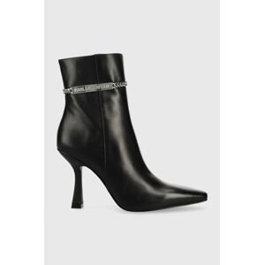 Kožené kotníkové boty Karl Lagerfeld Verona dámské, černá barva, na podpatku