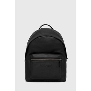 Kožený batoh Coach pánský, černá barva, velký, hladký