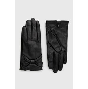 Kožené rukavice Pieces dámské, černá barva