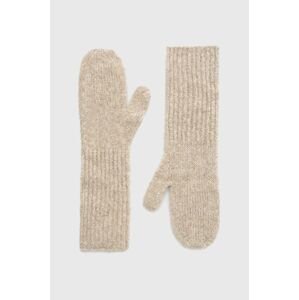 Vlněné rukavice By Malene Birger dámské, béžová barva