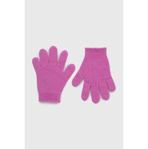 Dětské vlněné rukavice United Colors of Benetton fialová barva