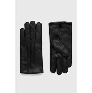 Kožené rukavice Selected Homme pánské, černá barva