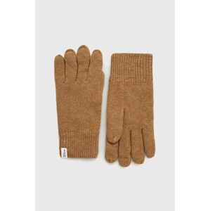 Vlněné rukavice Selected Homme pánské, béžová barva