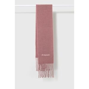 Vlněná šála Pinko růžová barva, s aplikací