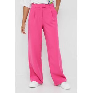 Kalhoty Y.A.S dámské, růžová barva, široké, high waist