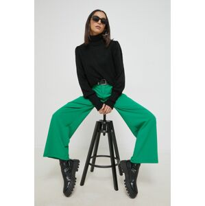 Kalhoty JDY dámské, zelená barva, široké, high waist
