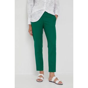 Vlněné kalhoty PS Paul Smith dámské, zelená barva, fason cargo, medium waist